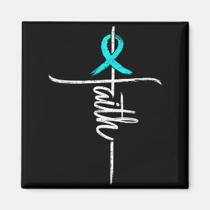 Imán Cinta Cruz Cristiana Conciencia Pcos Fe Verde Teal