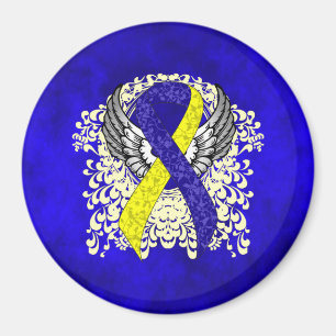 Imán Cinta de conciencia azul y amarilla con alas