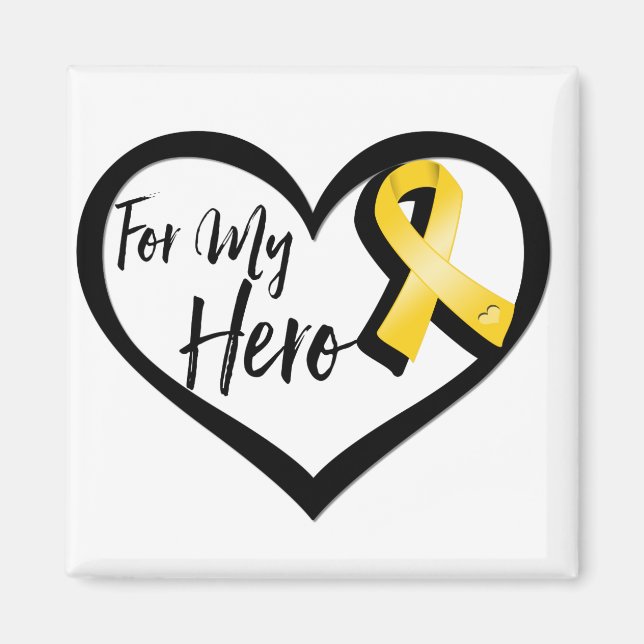 Imán Cinta De Concienciación Sobre El Oro Para Mi Héroe (Frente)