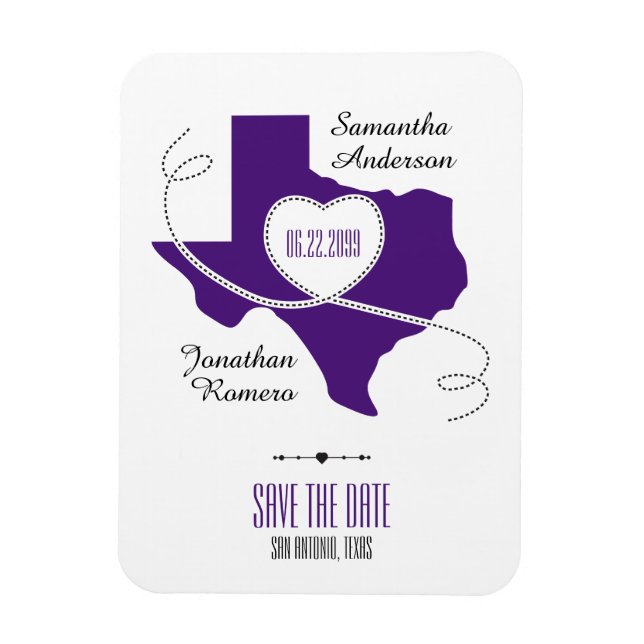 Imán Cinta de curado de Texas púrpura salva la fecha (Vertical)