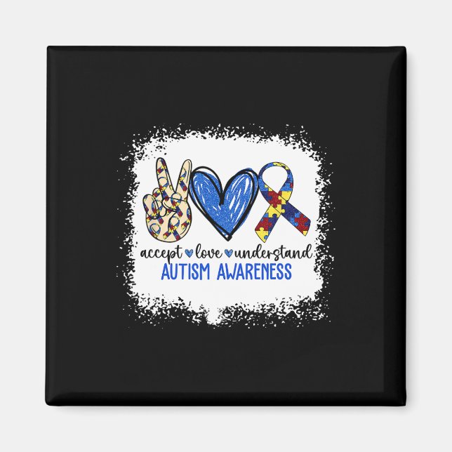 Imán Cinta de Paz Amor Conciencia del Autismo Acepta Am (Frente)