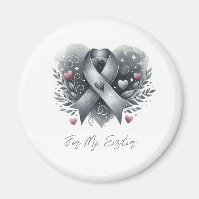 Imán Cinta gris-cáncer cerebral personalizada para mi h (Frente)