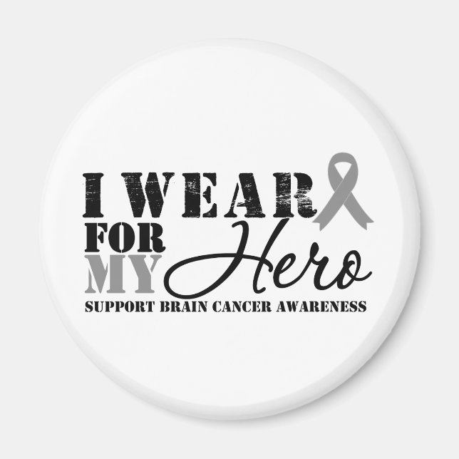 Imán Cinta gris del héroe del cáncer de cerebro (Frente)