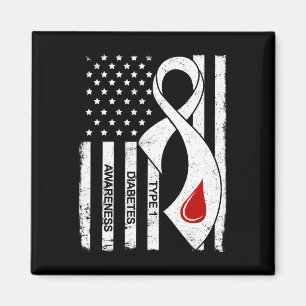 Imán Cinta gris vintage bandera americana Diabetes tipo