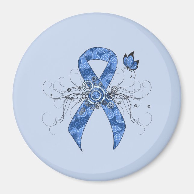 Imán Cinta paisley azul con mariposa (Frente)