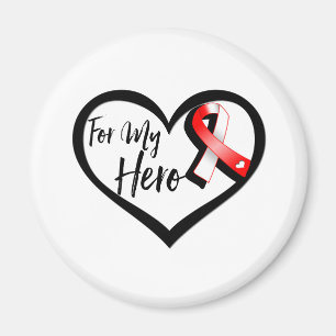 Imán Cinta roja y blanca para mi héroe