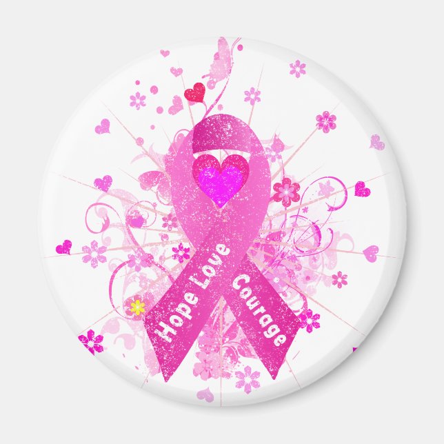 Imán Cinta rosa del cáncer de mama (Frente)