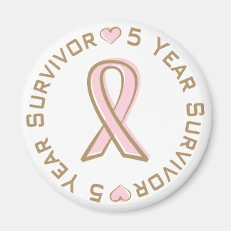 Imán Cinta rosa Sobreviviente de Cáncer de Mama de 5 añ