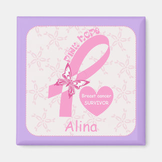 Imán Cinta rosa Superviviente de cáncer de mama y front