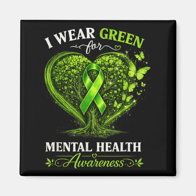 Imán Cinta Verde Salud Mental Salud Mental (Frente)