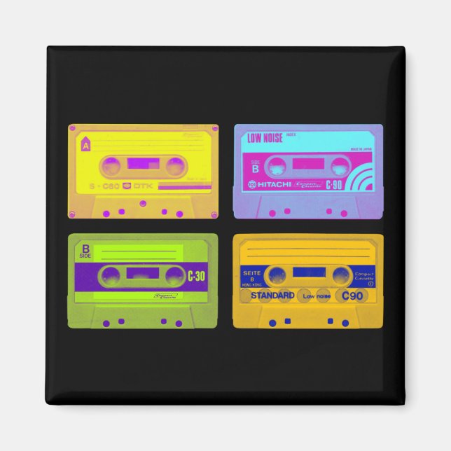 Imán Cintas de casete Retro Pop Art de los 80 (Frente)