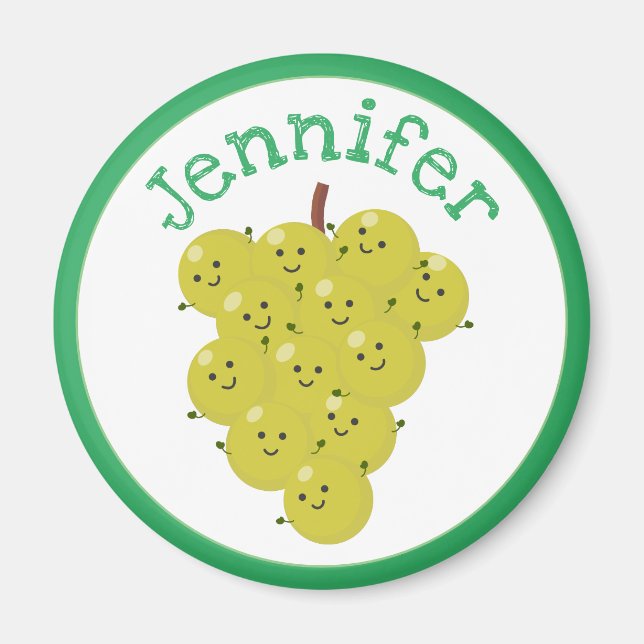 Imán Cintas de uvas felices ilustracion personalizado (Frente)