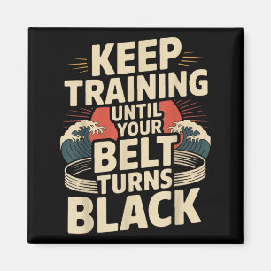 Imán Cinturón Negro de Jiu Jitsu Retro Vintage Sigue En