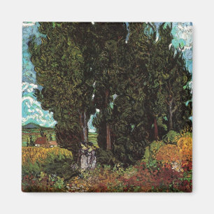 Imán Cipreses con figuras femeninas de Vincent van Gogh
