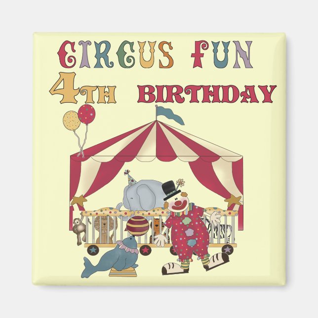 Imán Circo 4.º camisetas y regalos de cumpleaños (Frente)