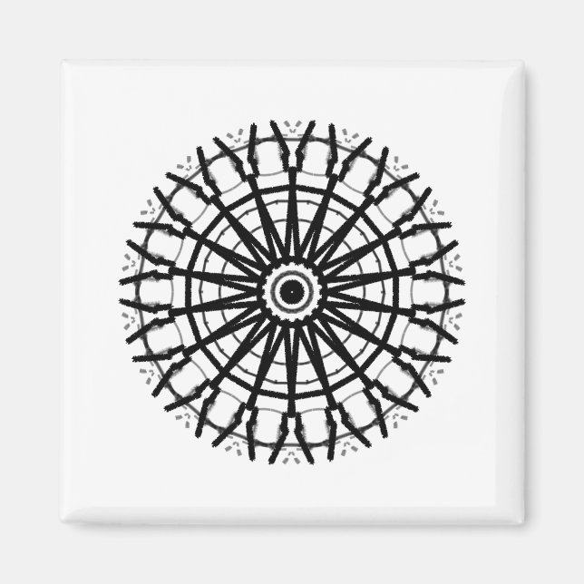 Imán CÍRCULO_COLOR_NEGRO MODERNO _A ROSA caleidoscopio (Frente)