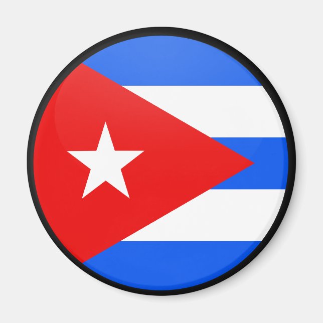 Imán Círculo de bandera de calidad de Cuba (Frente)
