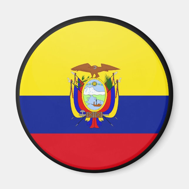 Imán Círculo de Bandera de Calidad de Ecuador (Frente)