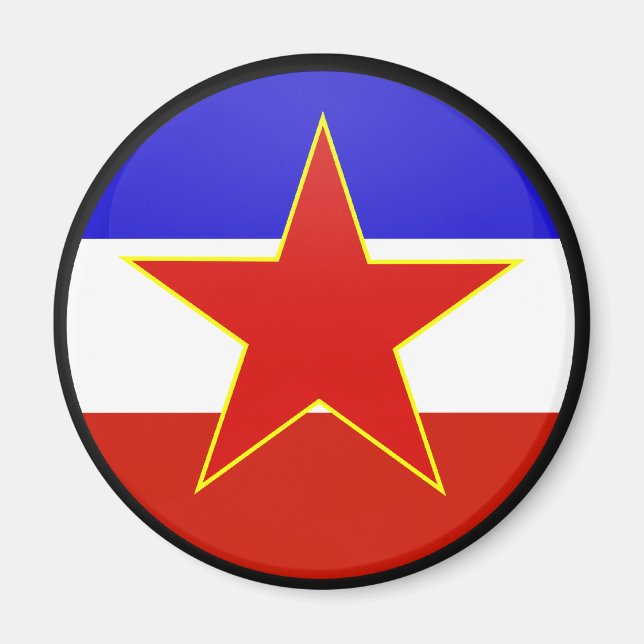 Imán Círculo de bandera de calidad de Yugoslavia (Frente)