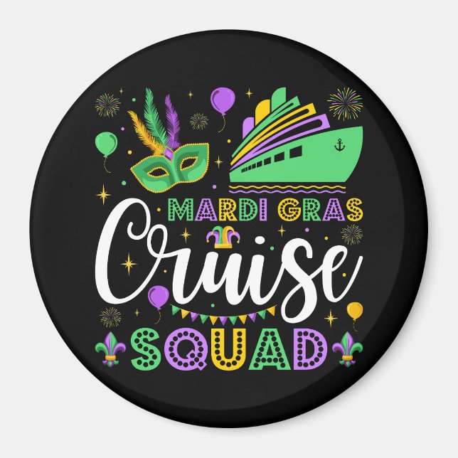 Imán Círculo de coincidencias de crucero Mardi Gras (Frente)