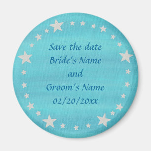 Imán Círculo de estrellas plateadas en azul, Salve el i