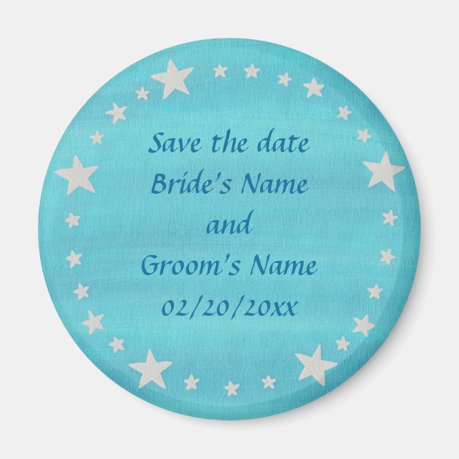 Imán Círculo de estrellas plateadas en azul, Salve el i (Frente)