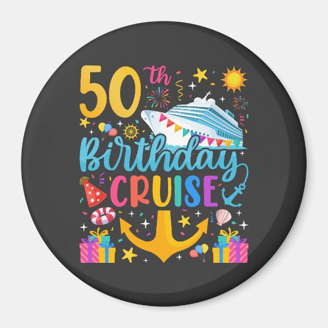 Imán Círculo de Fiesta de 50.º crucero de cumpleaños (Frente)
