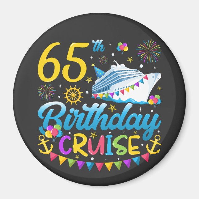 Imán Círculo de Fiesta del 65.º crucero de cumpleaños (Frente)