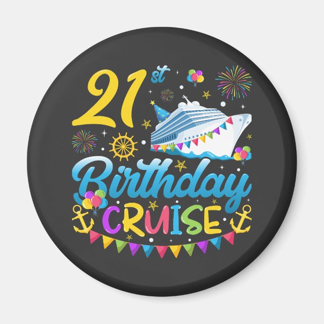 Imán Círculo de Fiestas de B-Day en crucero de cumpleañ (Frente)