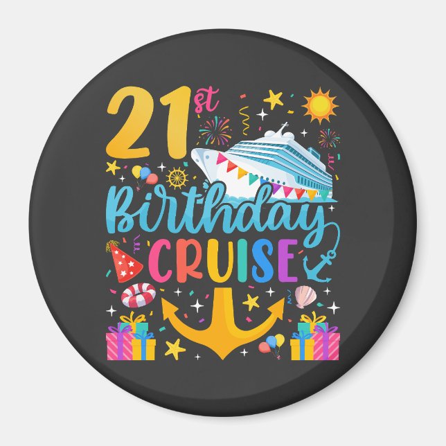 Imán Círculo de Fiestas de B-Day en crucero de cumpleañ (Frente)