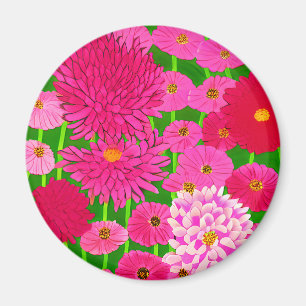 Imán Círculo de flores, crisantemo rosa de Fuchsia