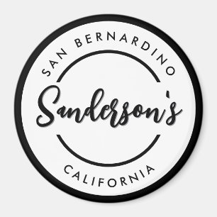 Imán Círculo de nombre de ubicación de la ciudad blanca