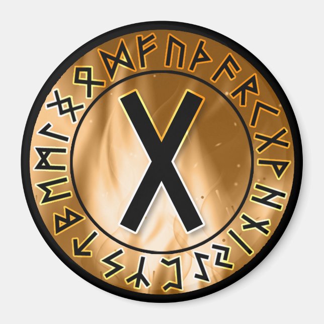 Imán Círculo de ramas de llama naranja [07. Gebo] Magne (Frente)