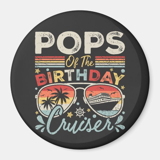 Imán Círculo de vacaciones de crucero de cumpleaños (Frente)