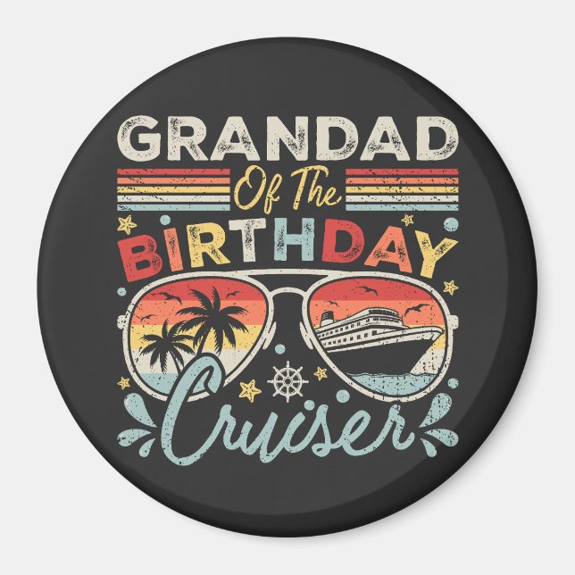 Imán Círculo de vacaciones de crucero de cumpleaños (Frente)