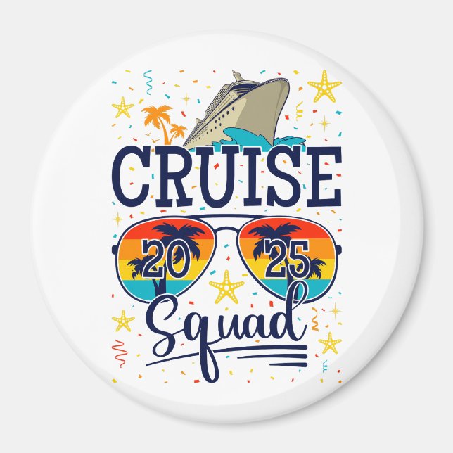 Imán Círculo de vacaciones de crucero Squad 2025 (Frente)