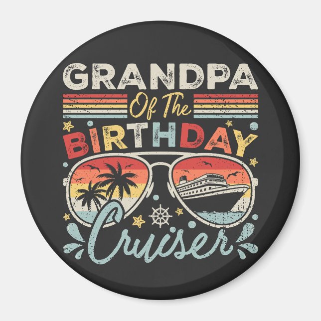 Imán Círculo de vacaciones en crucero de cumpleaños (Frente)