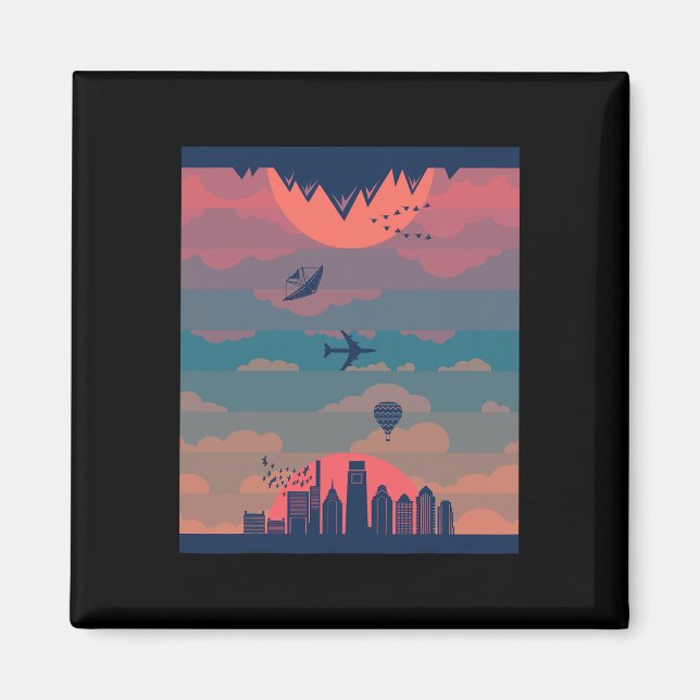 Imán Círculo Del Amanecer Del Día Y De La Noche Tierra  (Frente)