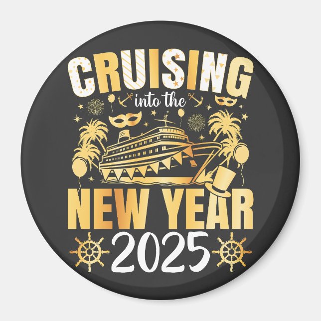 Imán Círculo del crucero en el nuevo año 2025 (Frente)
