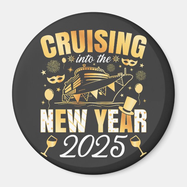 Imán Círculo del crucero en el nuevo año 2025 (Frente)