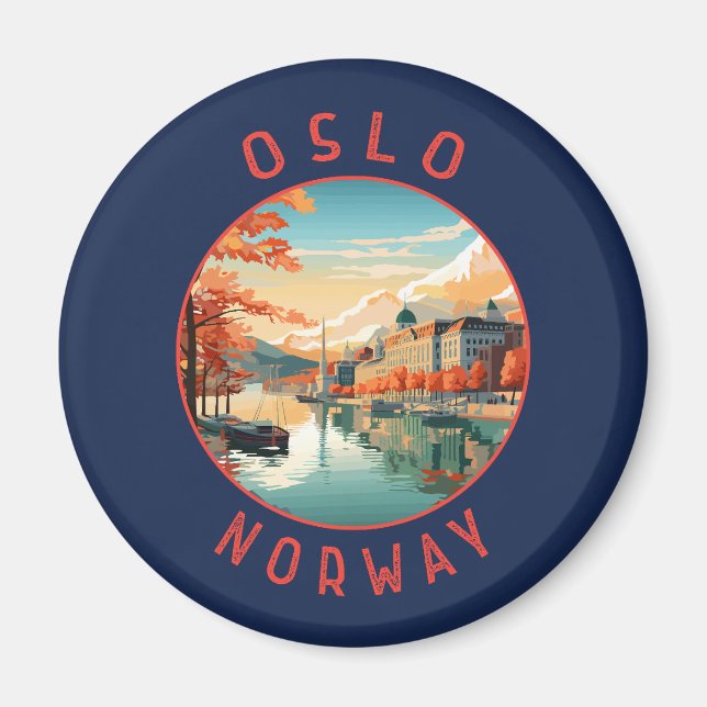 Imán Círculo en peligro retro de Oslo en Noruega (Frente)