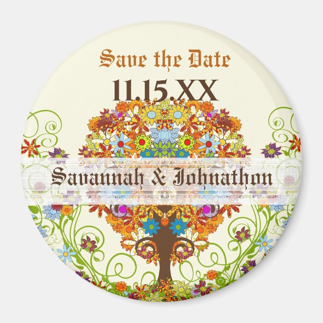 Imán Círculo forestal encantado del árbol Boda del amor (Frente)