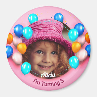 Imán Círculo Personalizado Magnet Feliz Cumpleaños