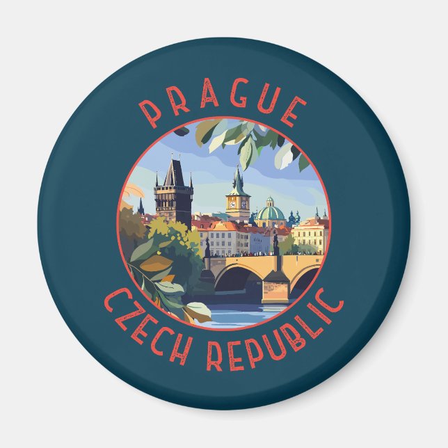 Imán Círculo retro en peligro de Praga (Frente)