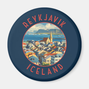 Imán Círculo retro perturbado de Reikiavik Islandia