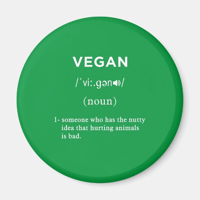 Imán círculo verde de definición vegana (Frente)