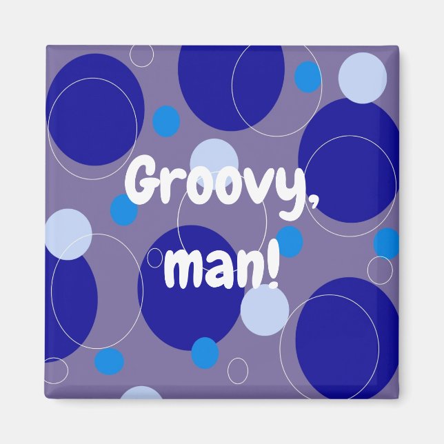 Imán Círculos azules retro y ovaciones Royal Periwinkle (Frente)