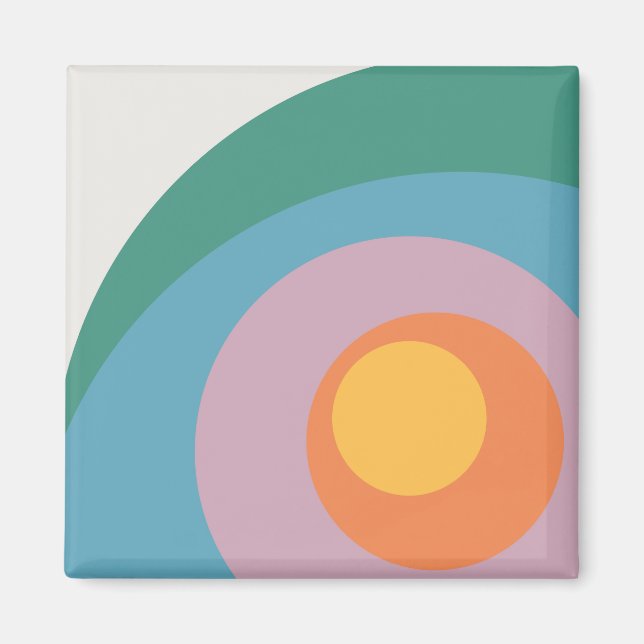 Imán círculos de estilo retro multicolor (Frente)