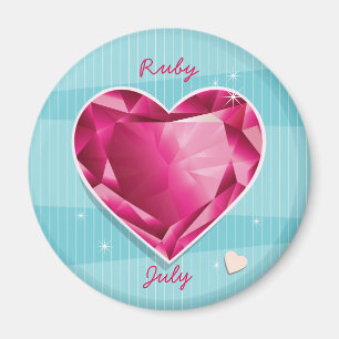 Imán Círculos de nacimiento Julio Corazón Rojo Ruby