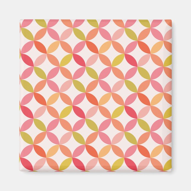 Imán Círculos naranjas rojos modernos de mediados de si (Frente)